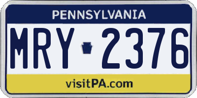 PA license plate MRY2376