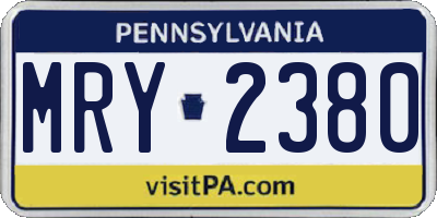 PA license plate MRY2380
