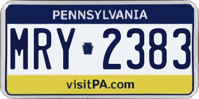 PA license plate MRY2383
