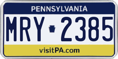 PA license plate MRY2385