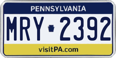 PA license plate MRY2392