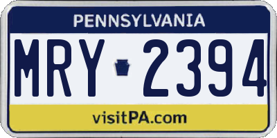 PA license plate MRY2394