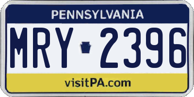 PA license plate MRY2396