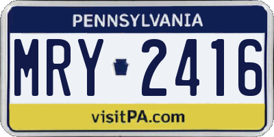 PA license plate MRY2416