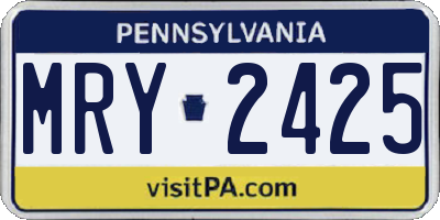 PA license plate MRY2425