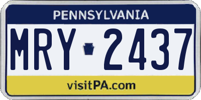 PA license plate MRY2437