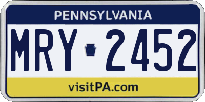 PA license plate MRY2452