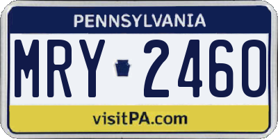 PA license plate MRY2460
