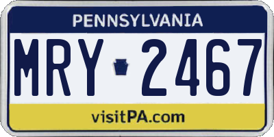PA license plate MRY2467