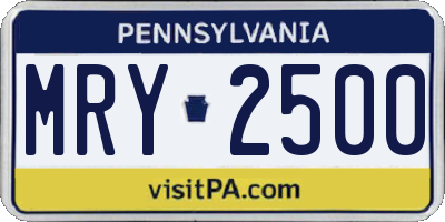 PA license plate MRY2500
