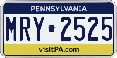 PA license plate MRY2525