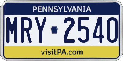 PA license plate MRY2540