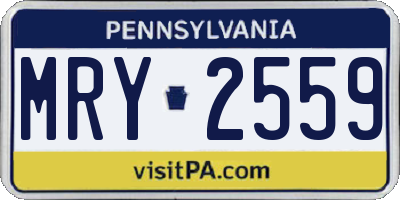 PA license plate MRY2559