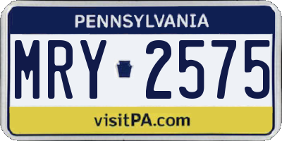 PA license plate MRY2575