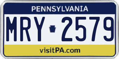 PA license plate MRY2579