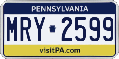 PA license plate MRY2599