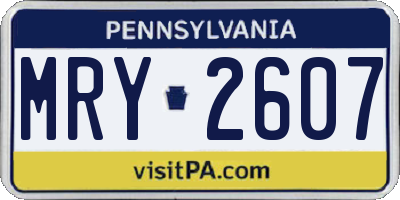 PA license plate MRY2607