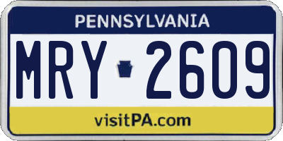 PA license plate MRY2609