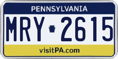 PA license plate MRY2615