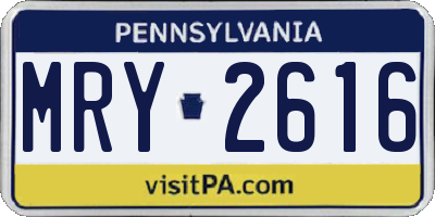 PA license plate MRY2616