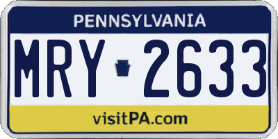 PA license plate MRY2633