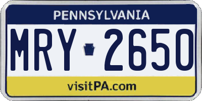 PA license plate MRY2650
