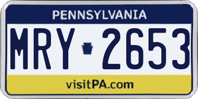 PA license plate MRY2653