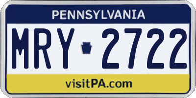 PA license plate MRY2722