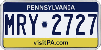 PA license plate MRY2727