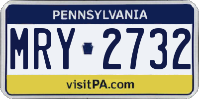 PA license plate MRY2732