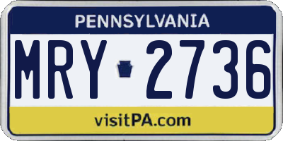 PA license plate MRY2736