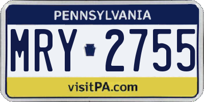 PA license plate MRY2755