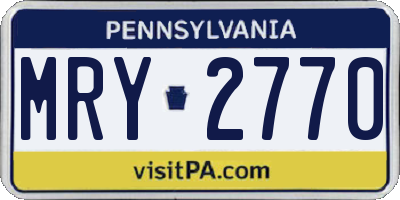 PA license plate MRY2770