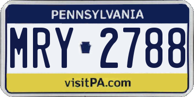 PA license plate MRY2788