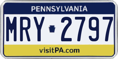 PA license plate MRY2797