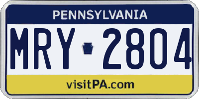 PA license plate MRY2804