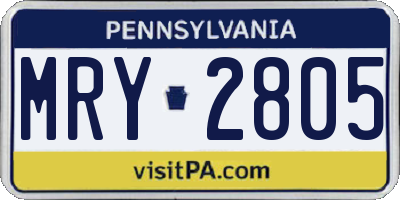 PA license plate MRY2805