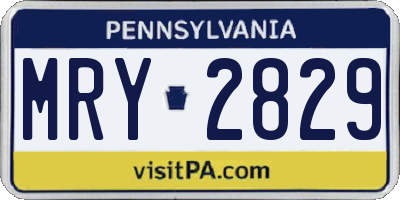 PA license plate MRY2829