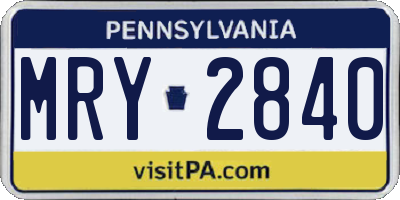 PA license plate MRY2840