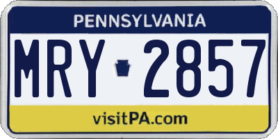 PA license plate MRY2857
