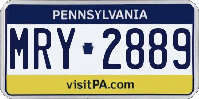 PA license plate MRY2889
