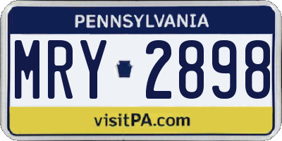 PA license plate MRY2898