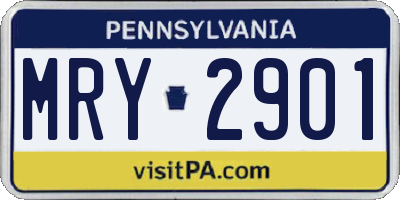 PA license plate MRY2901