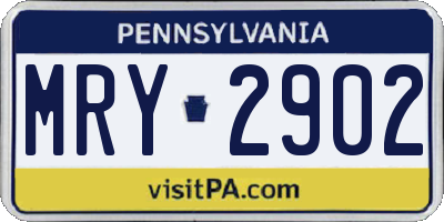 PA license plate MRY2902