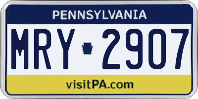 PA license plate MRY2907