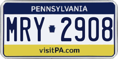 PA license plate MRY2908