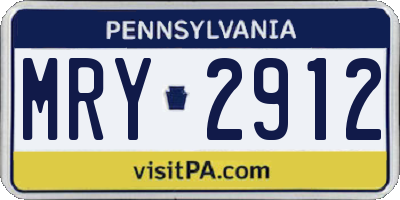 PA license plate MRY2912