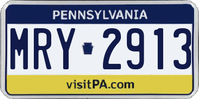 PA license plate MRY2913