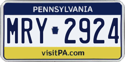 PA license plate MRY2924