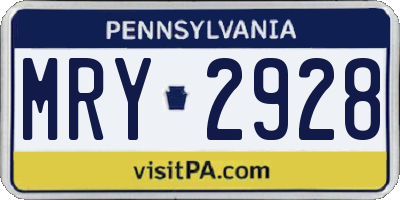 PA license plate MRY2928
